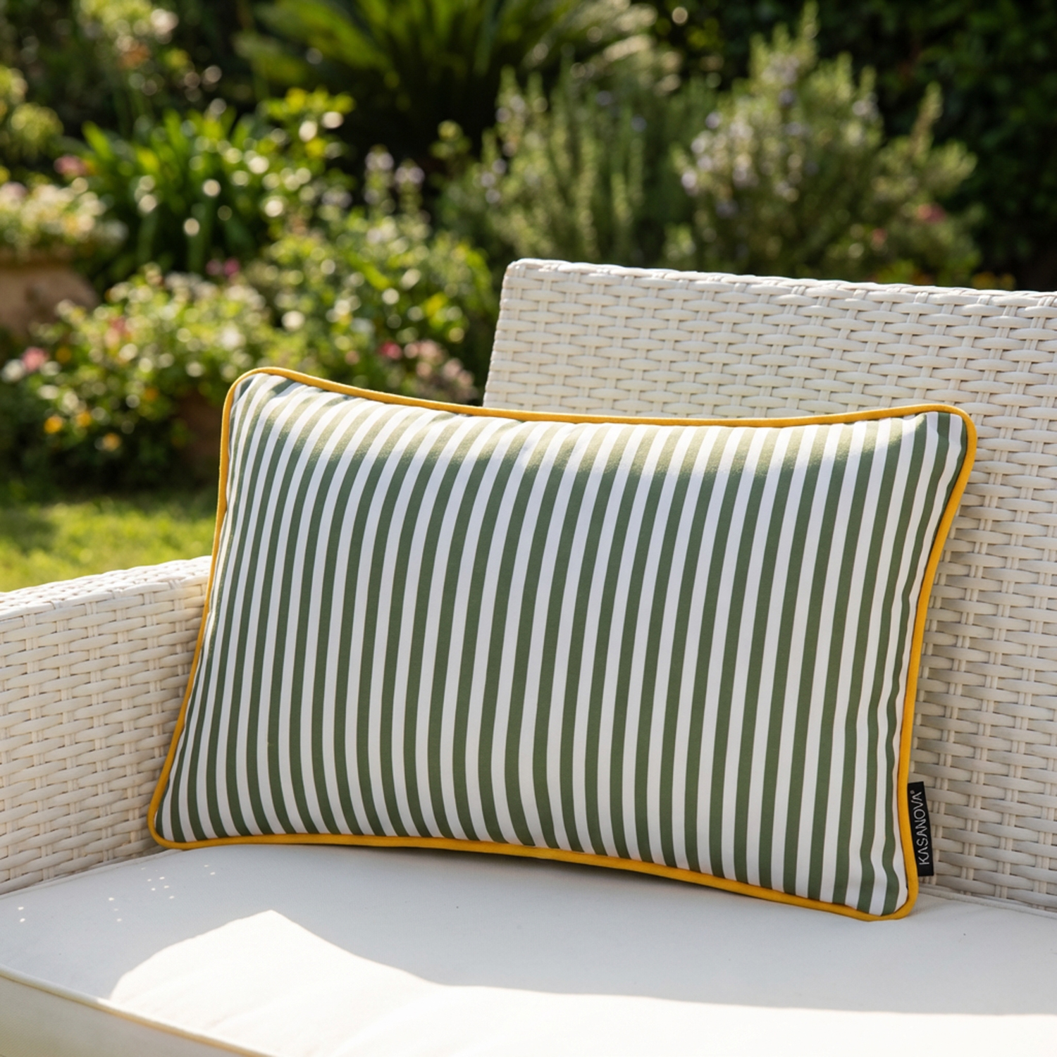 Cuscino arredo idrorepellente 30x50 cm righe verde