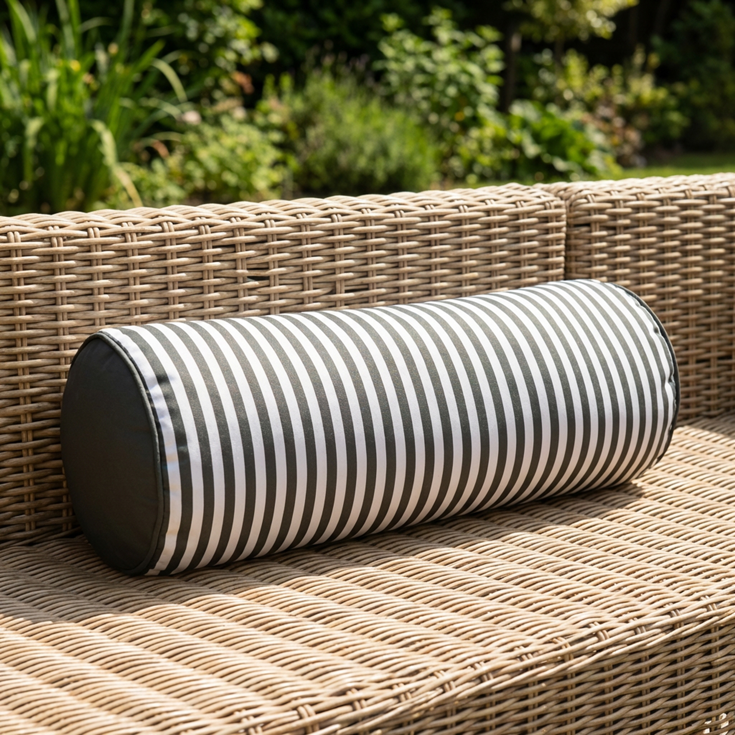 Cuscino cilindrico idrorepellente 18x50 cm righe grigio