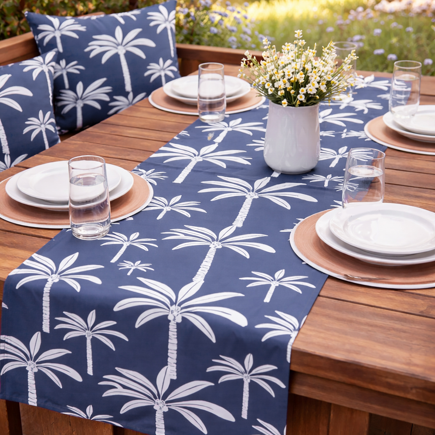 Runner da esterno 40x130 cm palme blu