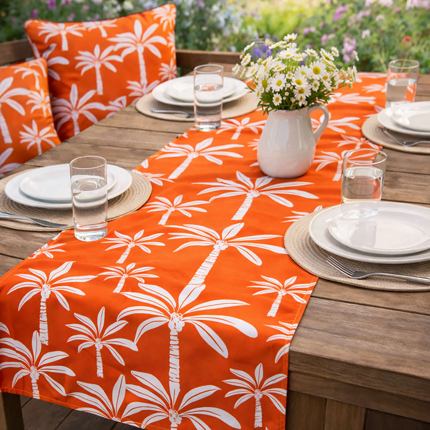 Runner da esterno 40x130 cm palme arancio