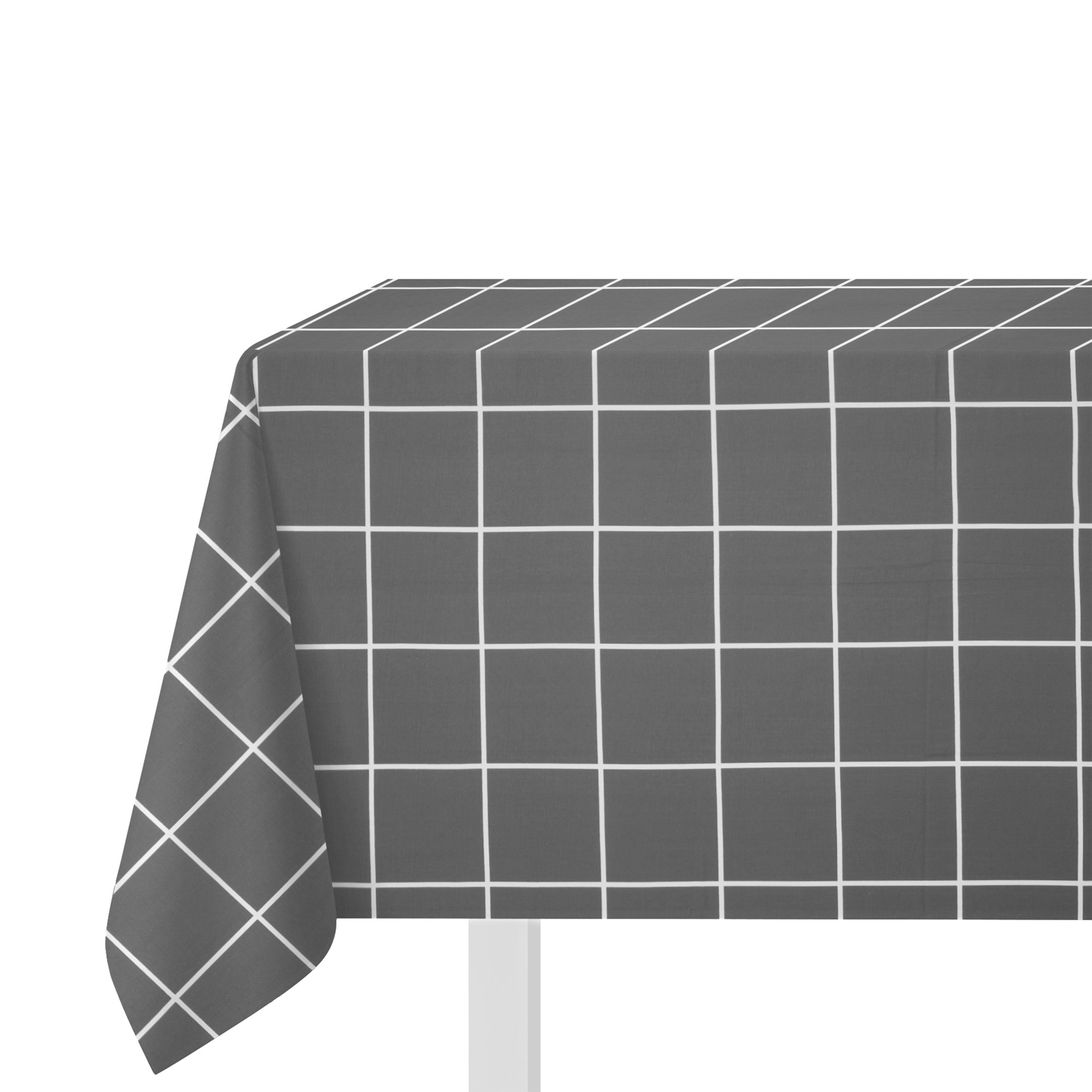Tovaglia quadrettata 140x320 cm cotone grigio