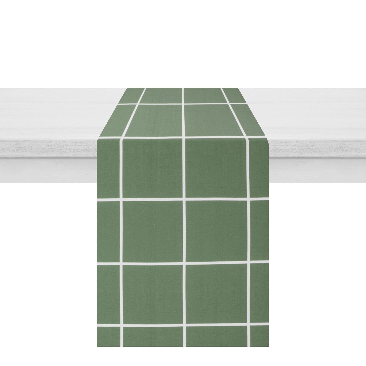 Runner quadrettato 40x120 cm cotone verde