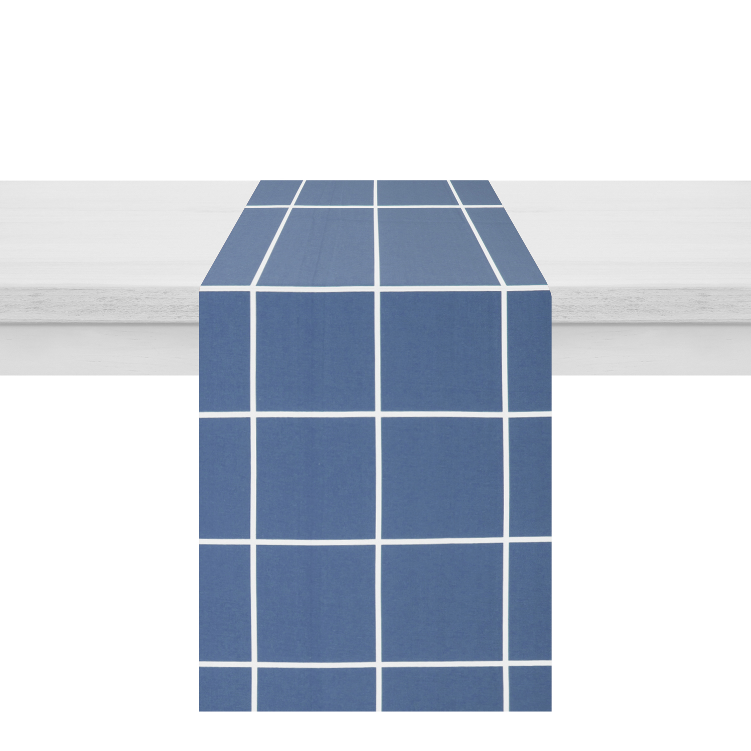 Runner quadrettato 40x120 cm cotone blu