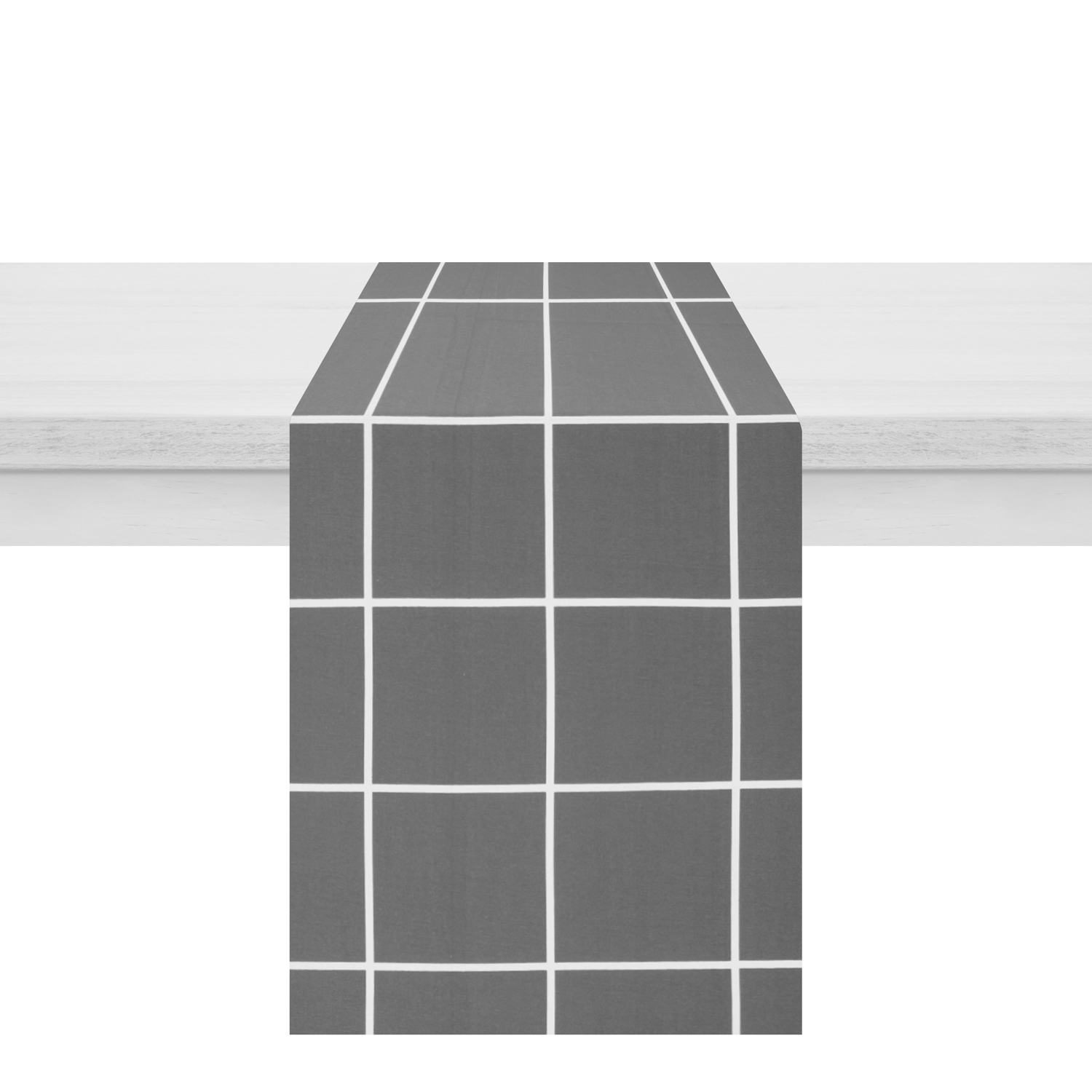 Runner quadrettato 40x120 cm cotone grigio