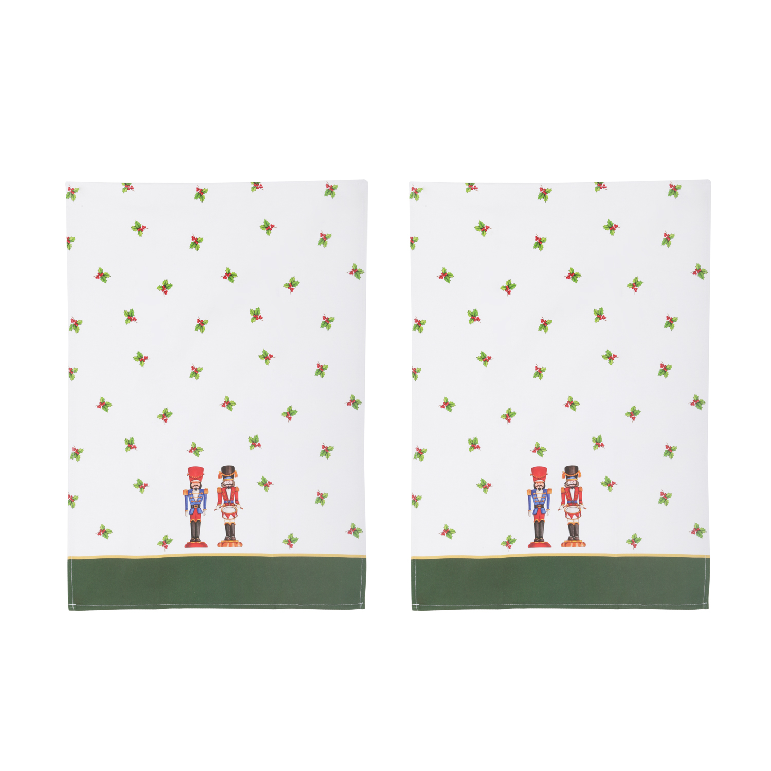 Set da 2 Strofinacci Schiaccianoci Natale, Colore Bianco in Cotone