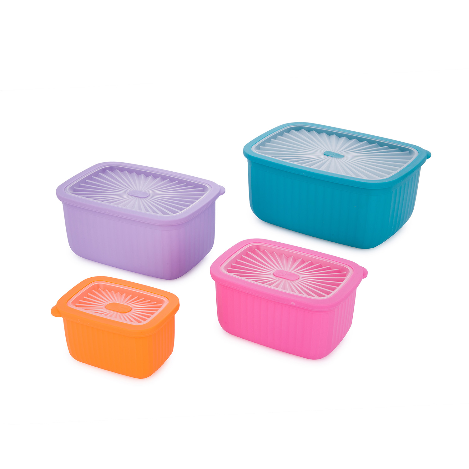 Set 4 contenitori alimentari colorati in plastica