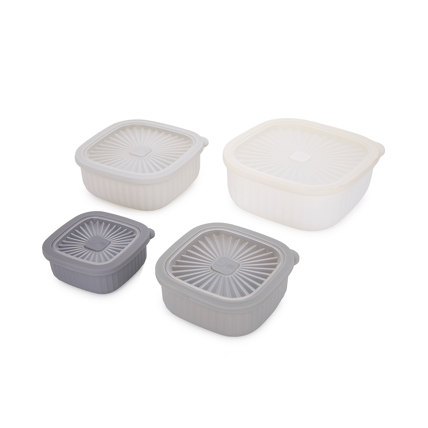 Set 4 contenitori alimentari grigi in plastica