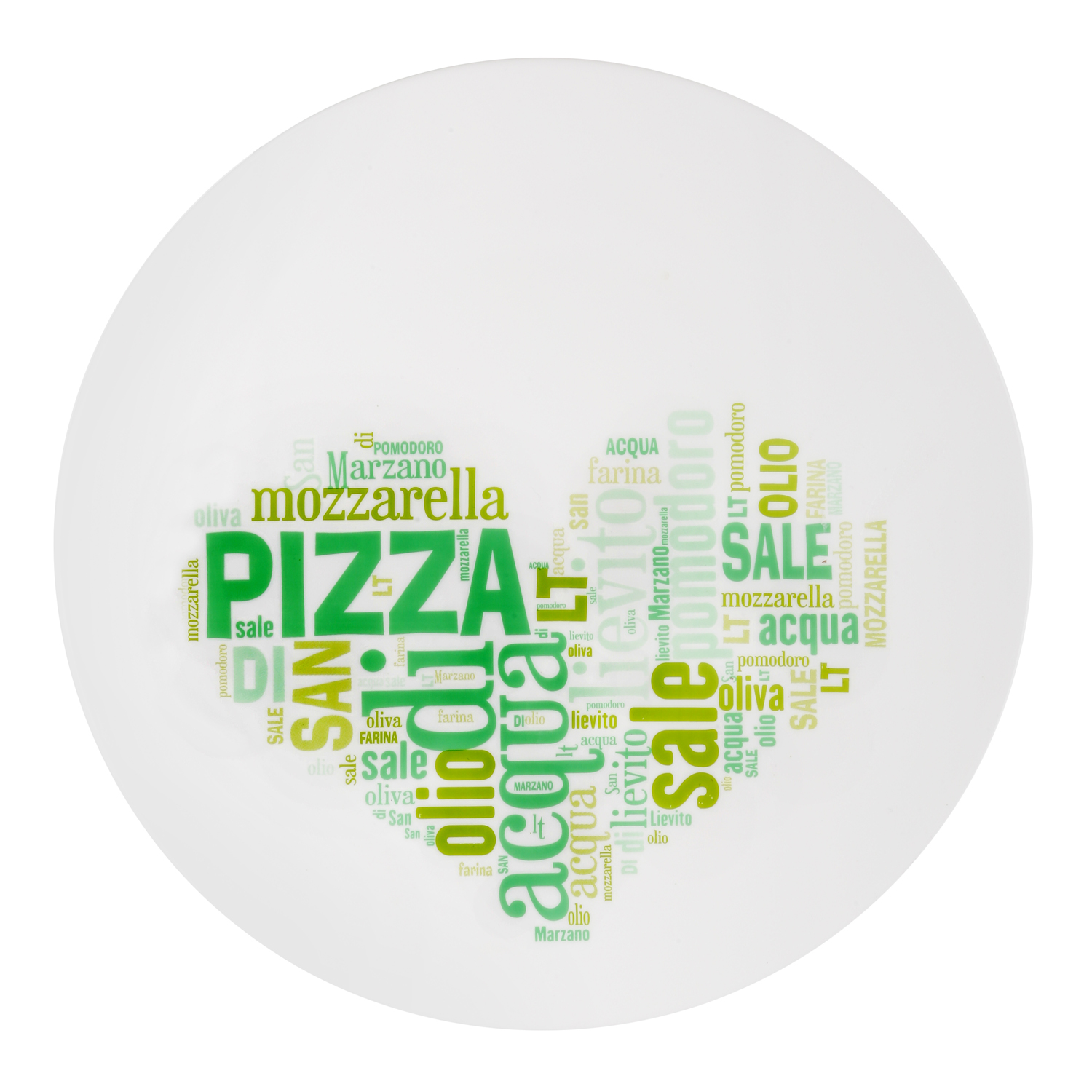 Piatto I love pizza Green Ronda in vetro temperato, da 33 cm