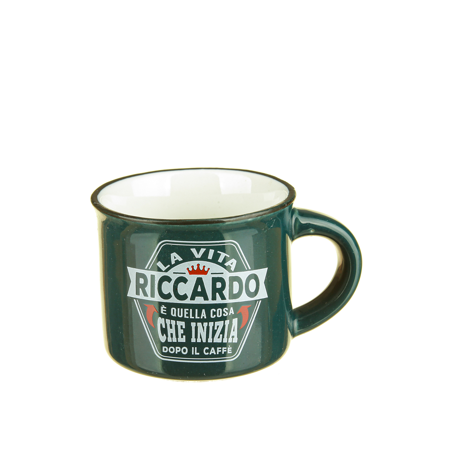 Tazzina caffè con nome Riccardo in gres