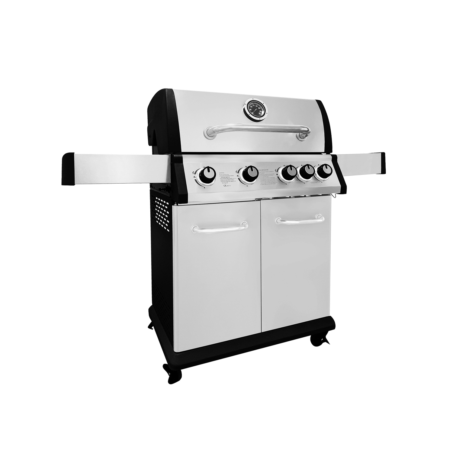 Barbecue con 4 fuochi e fornello in acciaio inox