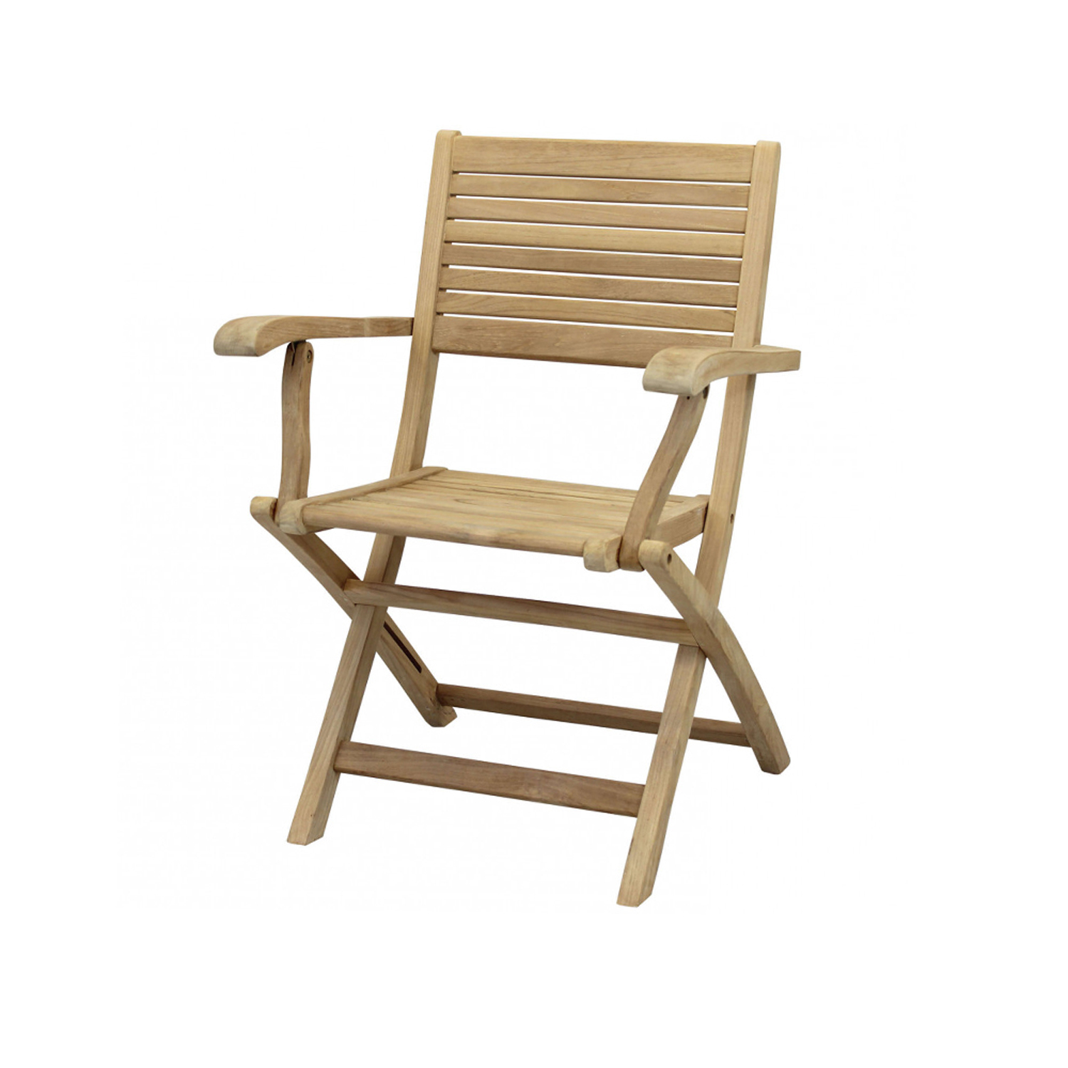 Sedia pieghevole con braccioli in legno di teak