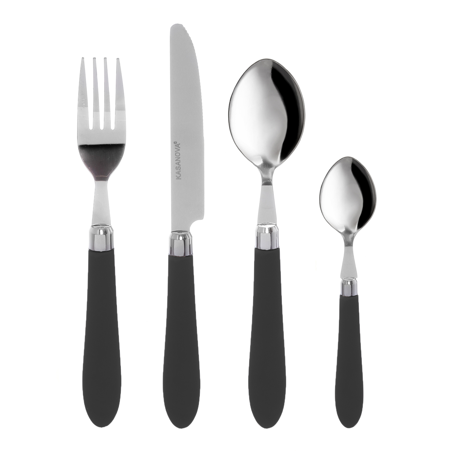 Set 24 posate acciaio Smooth Nero