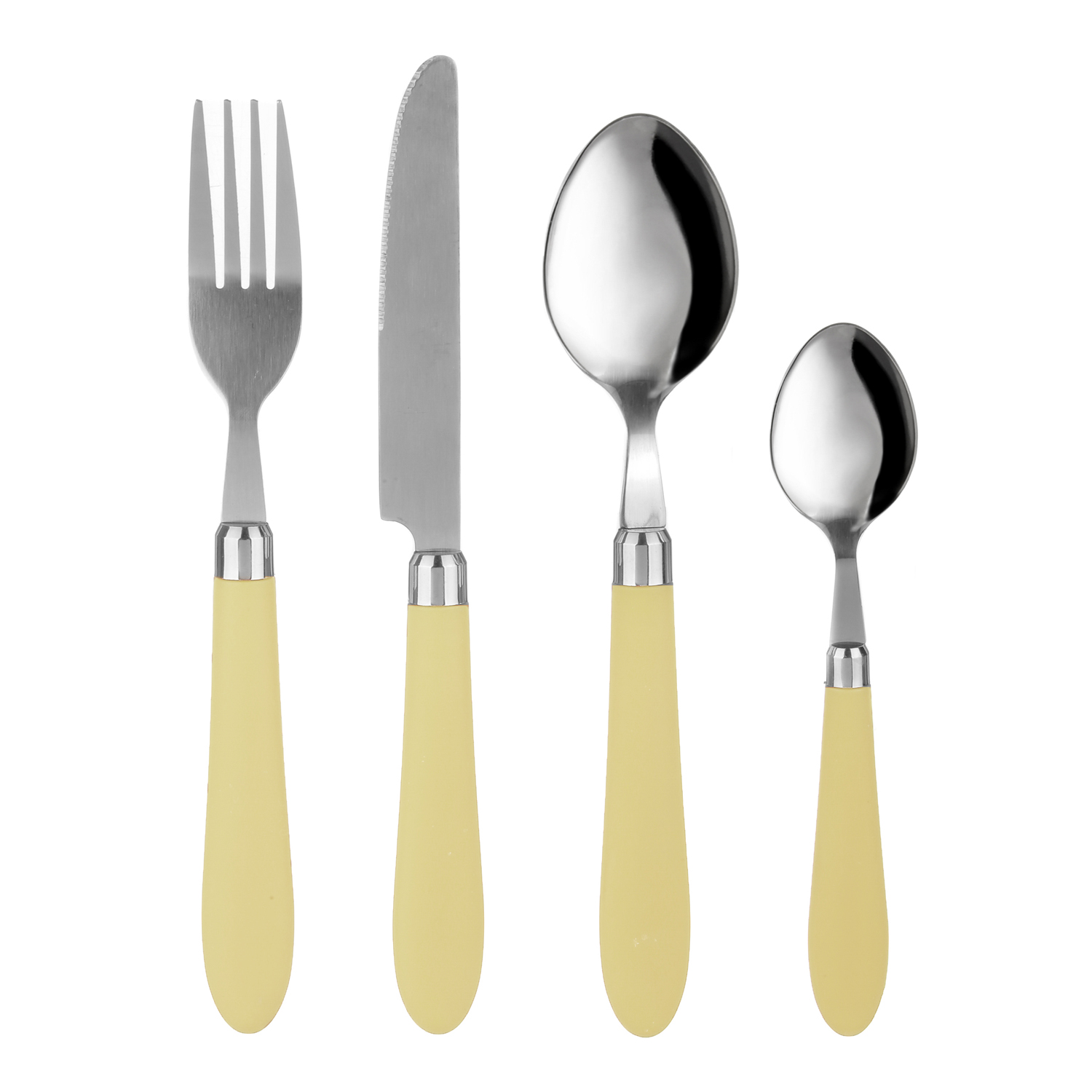 Set 24 posate Smooth in acciaio inox con manico verde chiaro