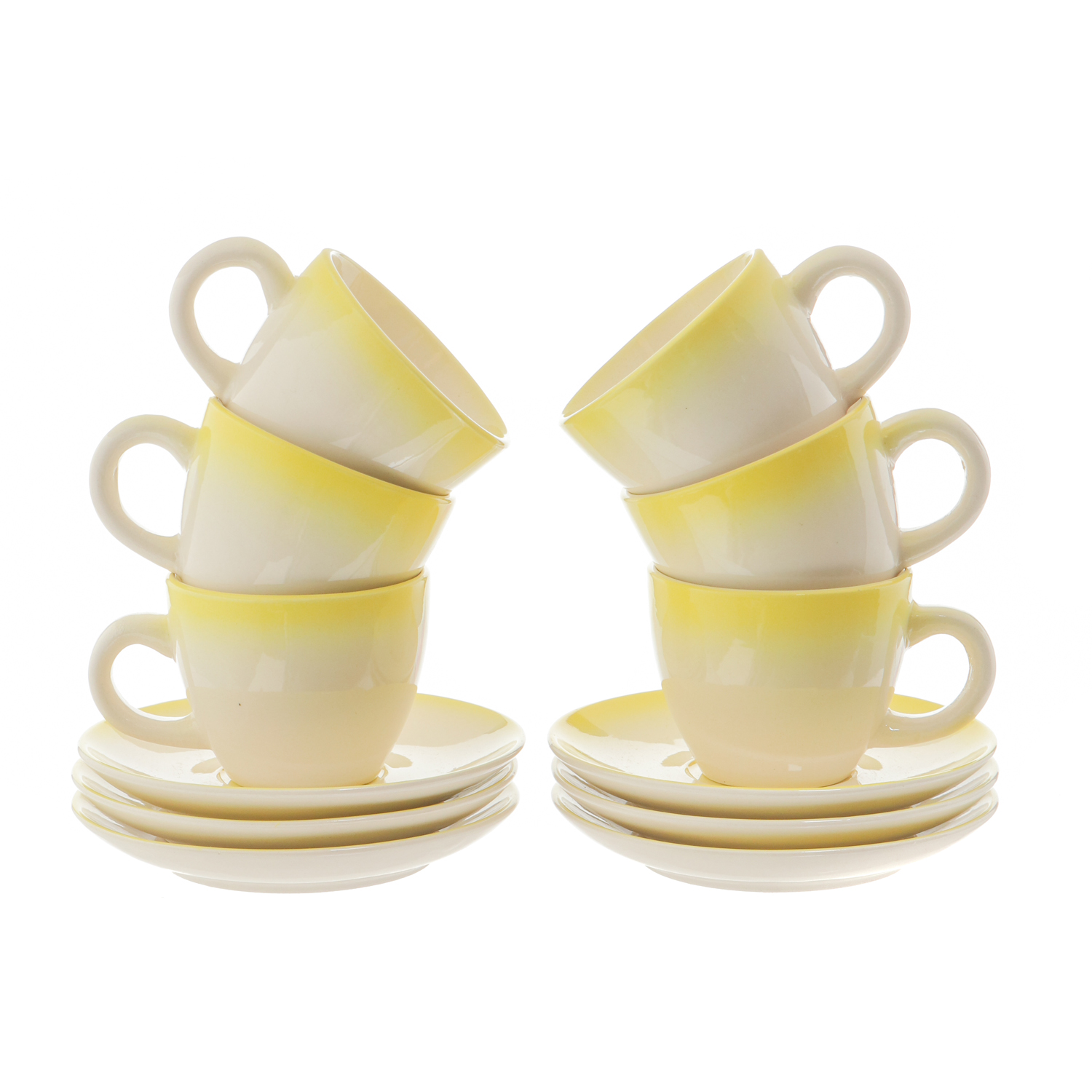 Set da caffè con piattino coordinato, 6 pezzi, in gres