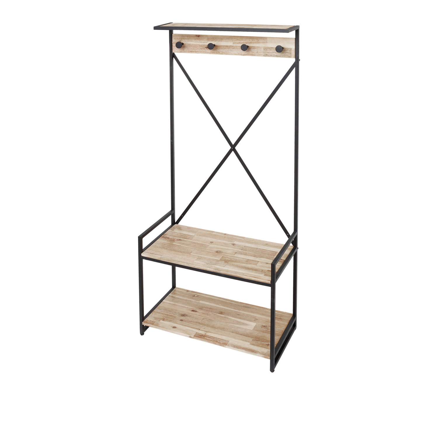 Appendiabiti con Panca Edena in Legno e Ferro - 80x184x35 cm