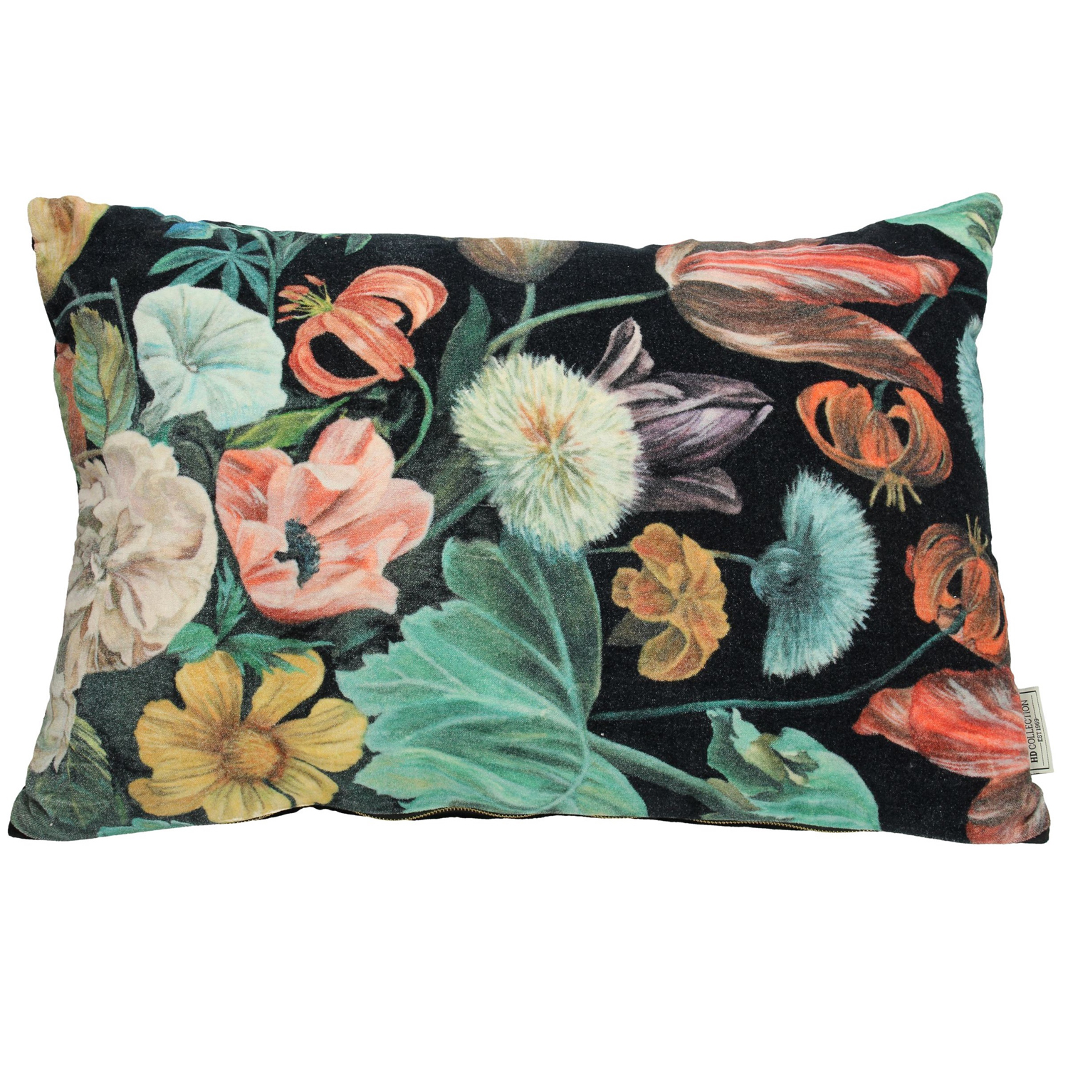 Cuscino 40x60 cm in velluto con fiori colorati