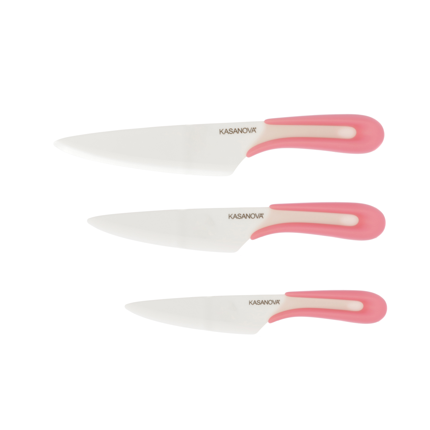 Set coltelli da 3 pezzi, con manico rosa