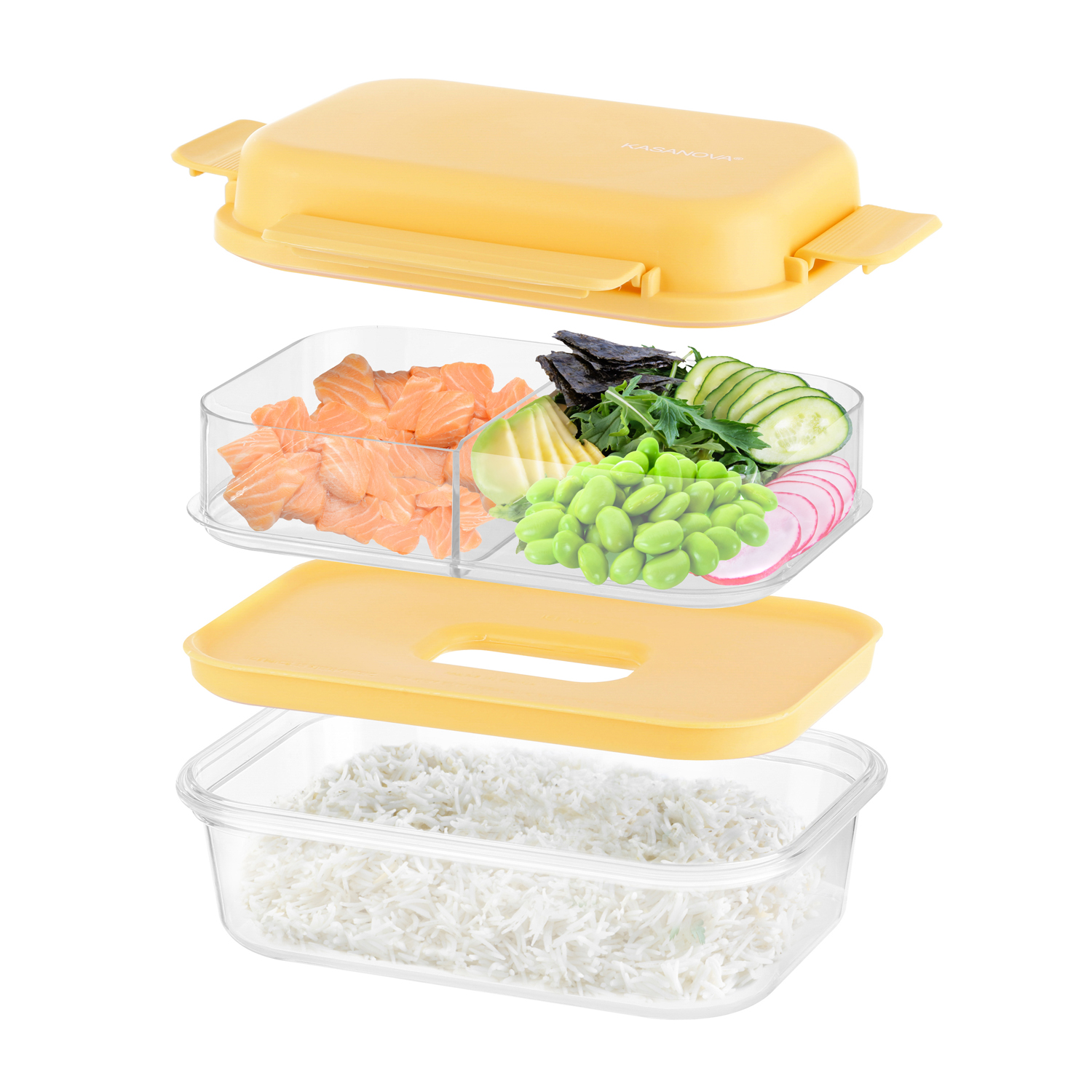 Lunch box per poke a scomparti giallo