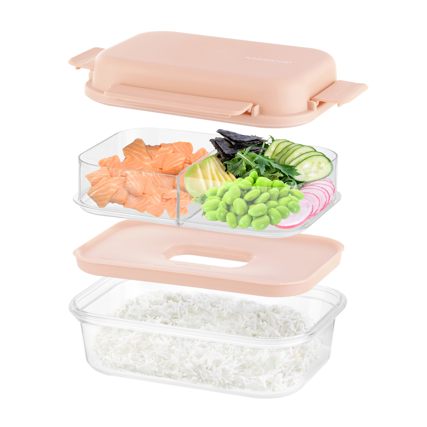 Lunch box per poke a scomparti tortora