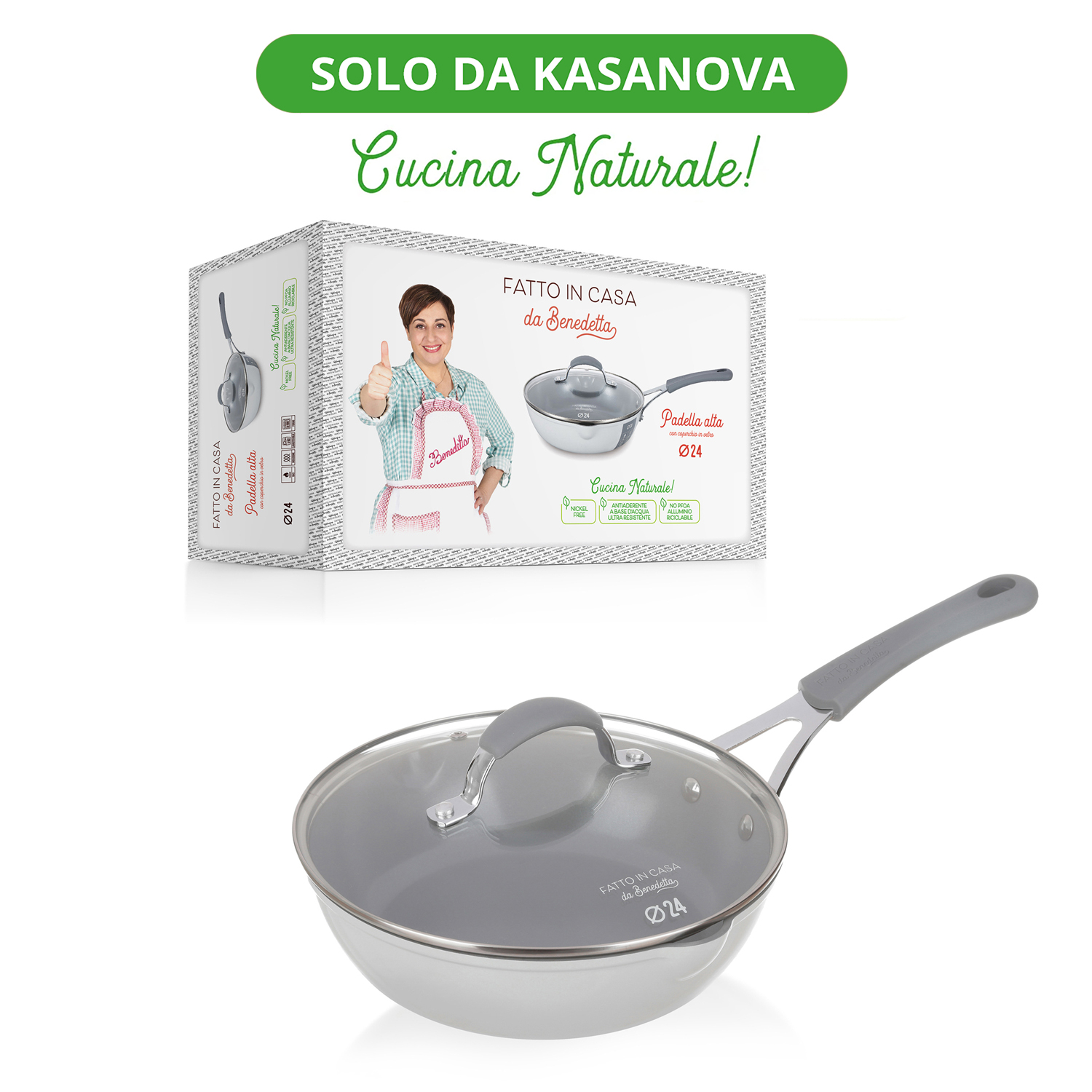 Padella Alta Induzione 24 cm con Coperchio – Fatto in Casa da Benedetta