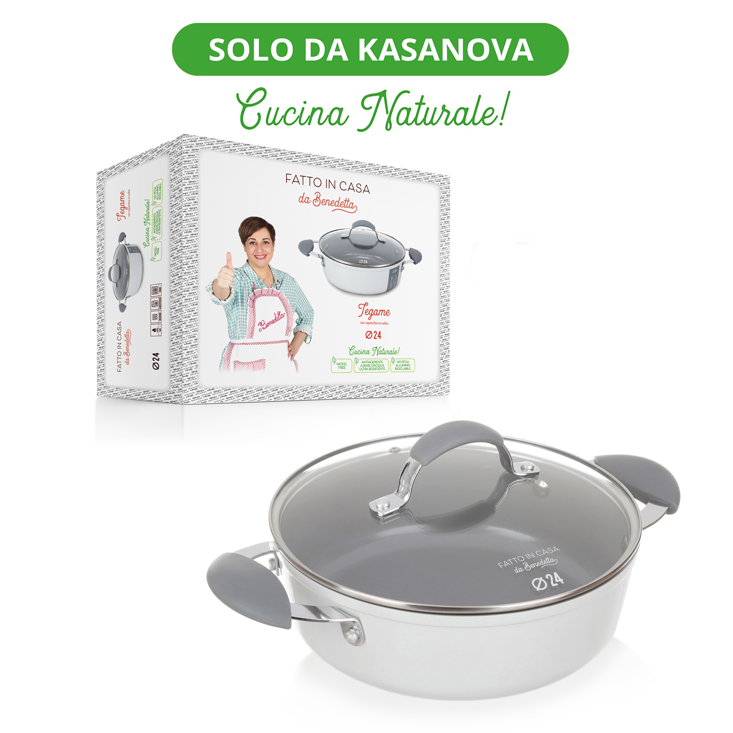 Tegame induzione 24 cm con coperchio Fatto in casa...