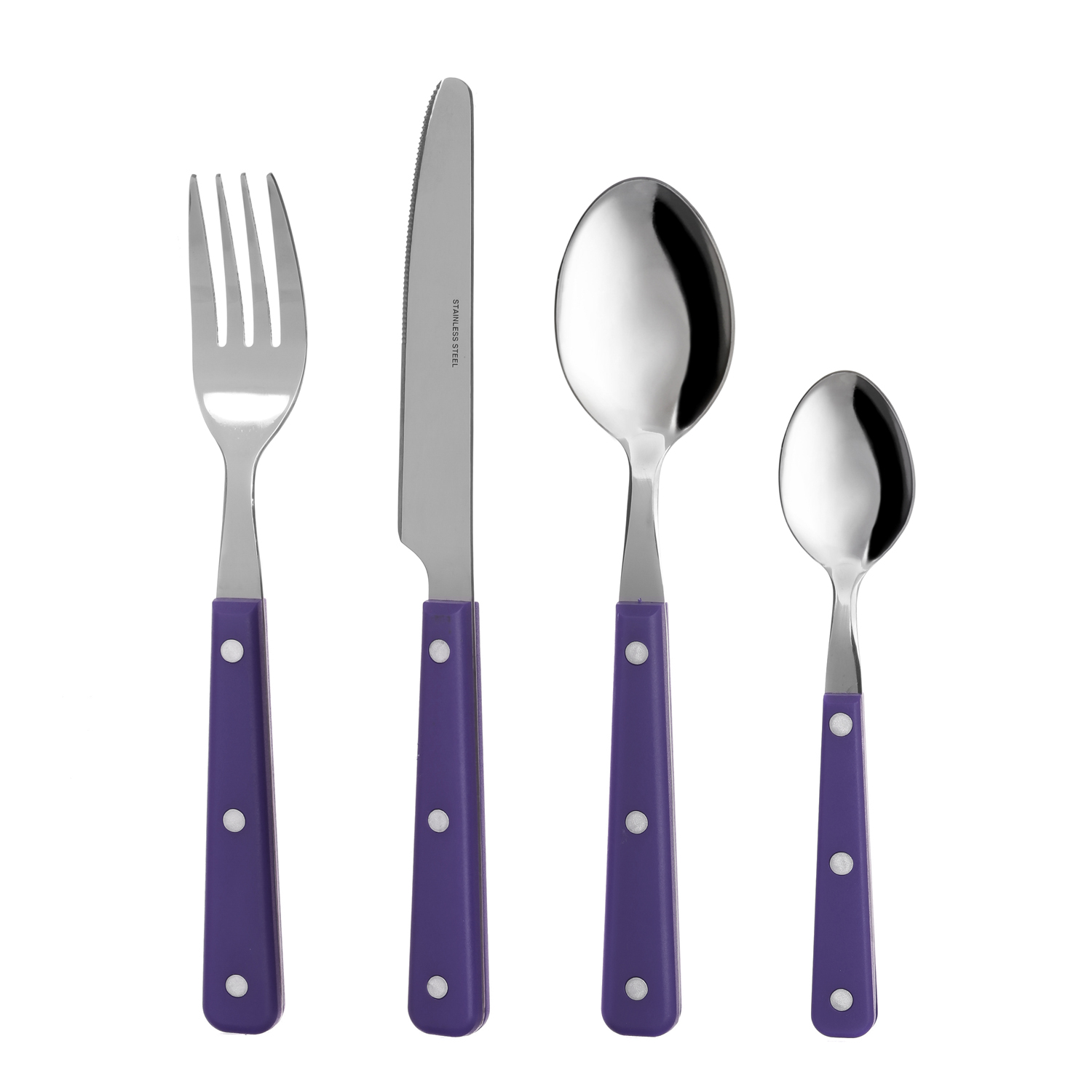 Set posate con portaposate in metallo, 16 pezzi