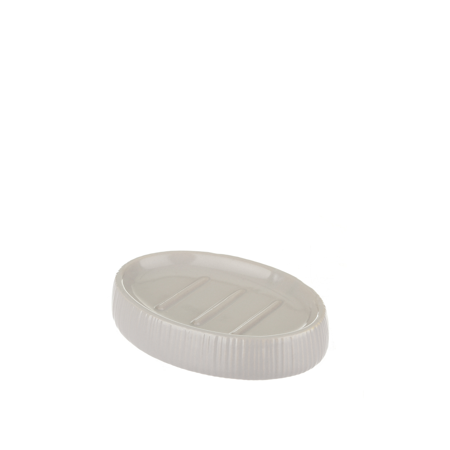 Porta sapone rigato in ceramica, grigio