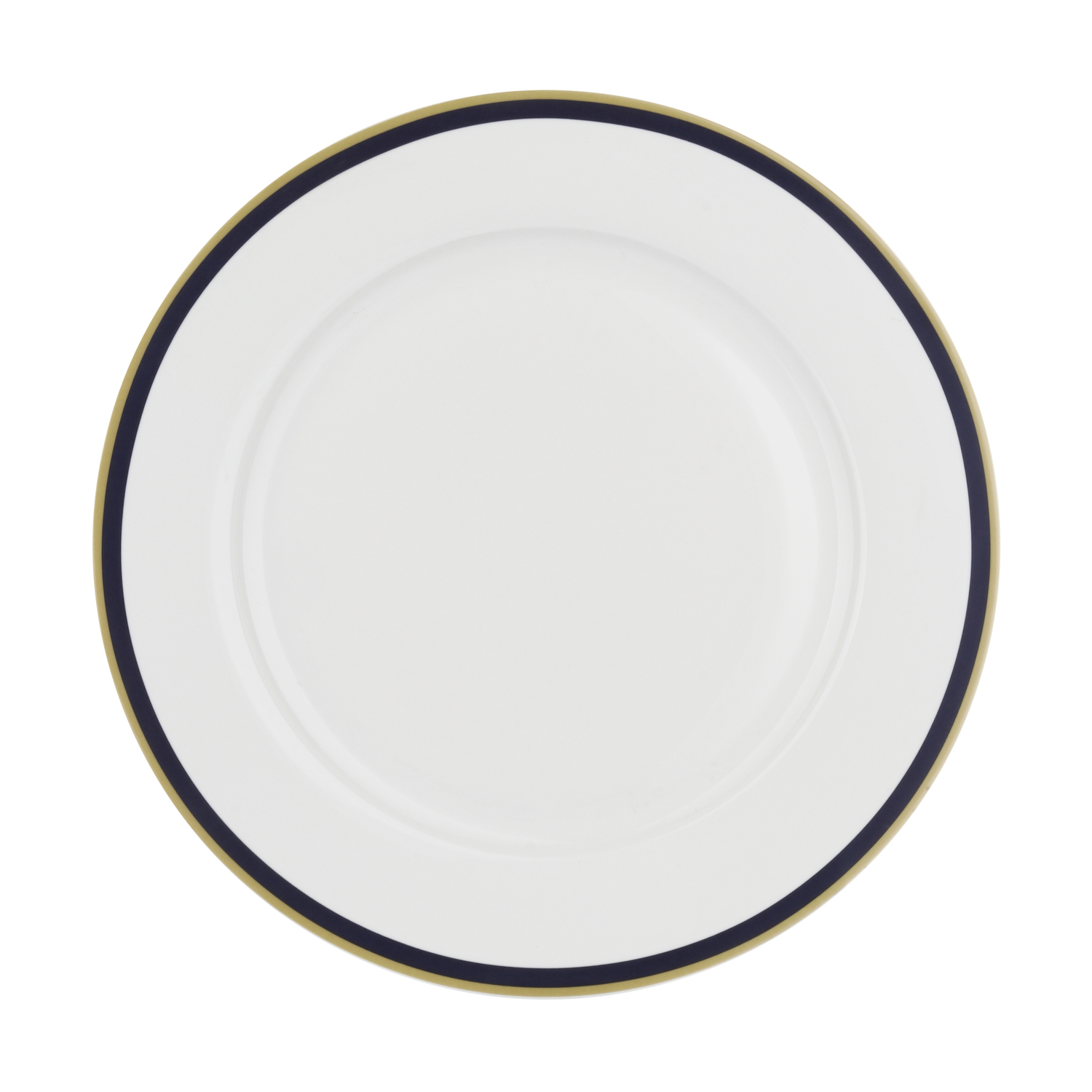 Piatto piano con filo blu e oro in new bone china, da 26 cm