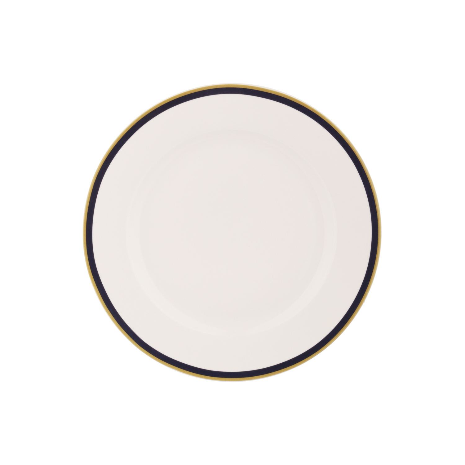 Piatto frutta con filo blu e oro in new bone china, da 20 cm