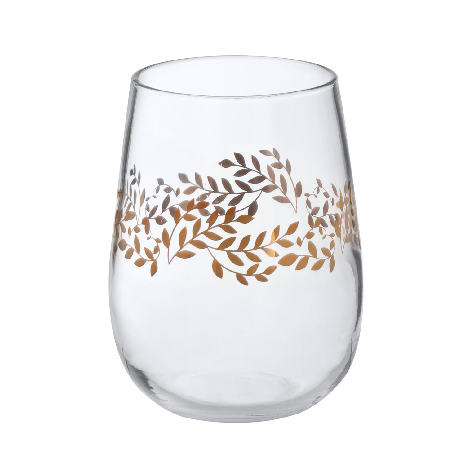 Bicchiere ducale foglie dorate da 380 ml in vetro