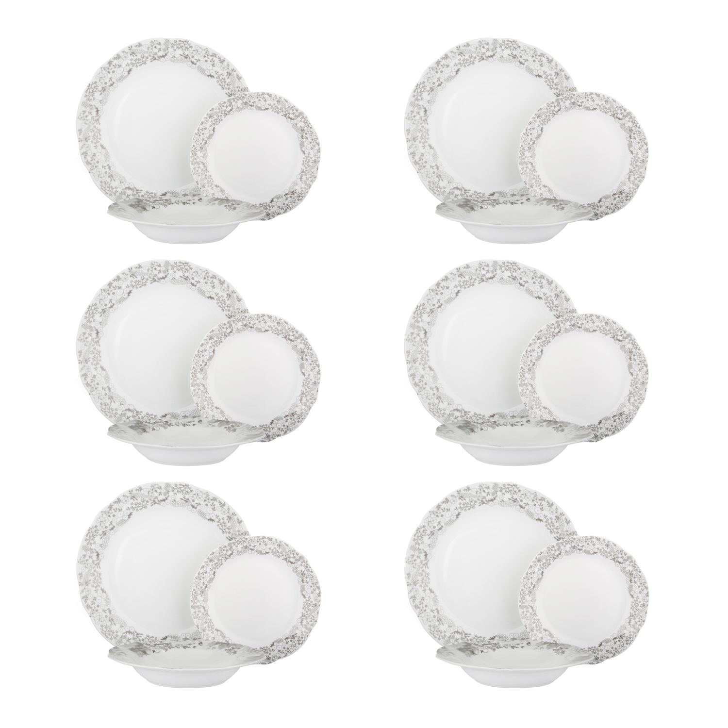 Set piatti Secret Garden da 18 pezzi in porcellana