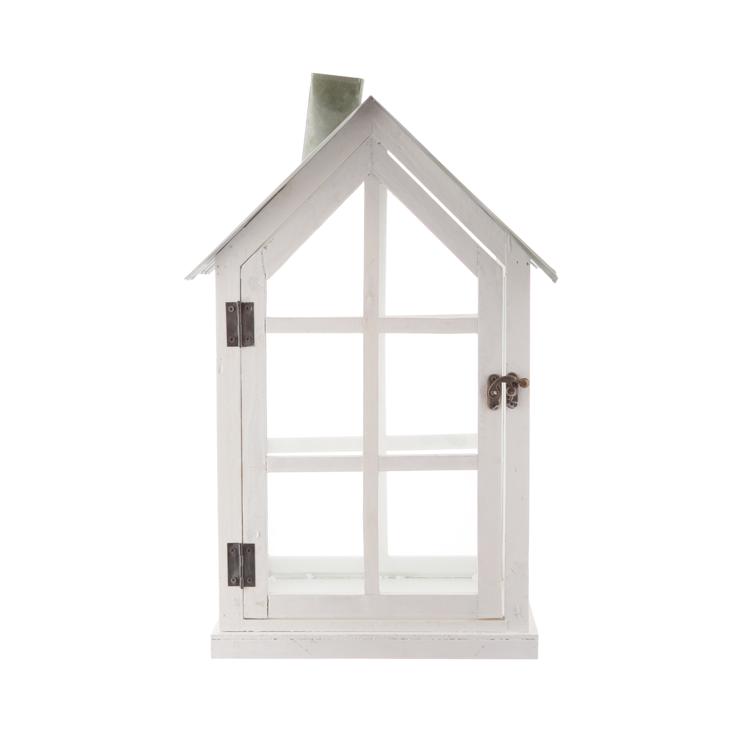 Lanterna casetta grande bianca in legno, 29x23,5x46,5 cm