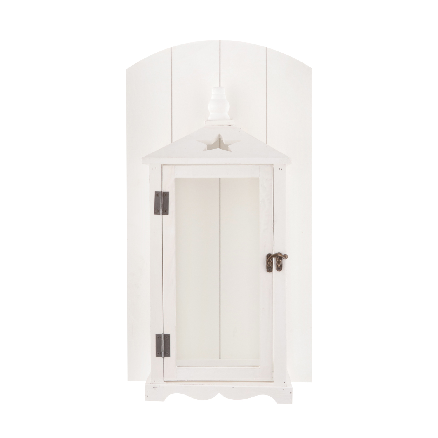 Lanterna bianca da appendere in legno, 30x15x55 cm...