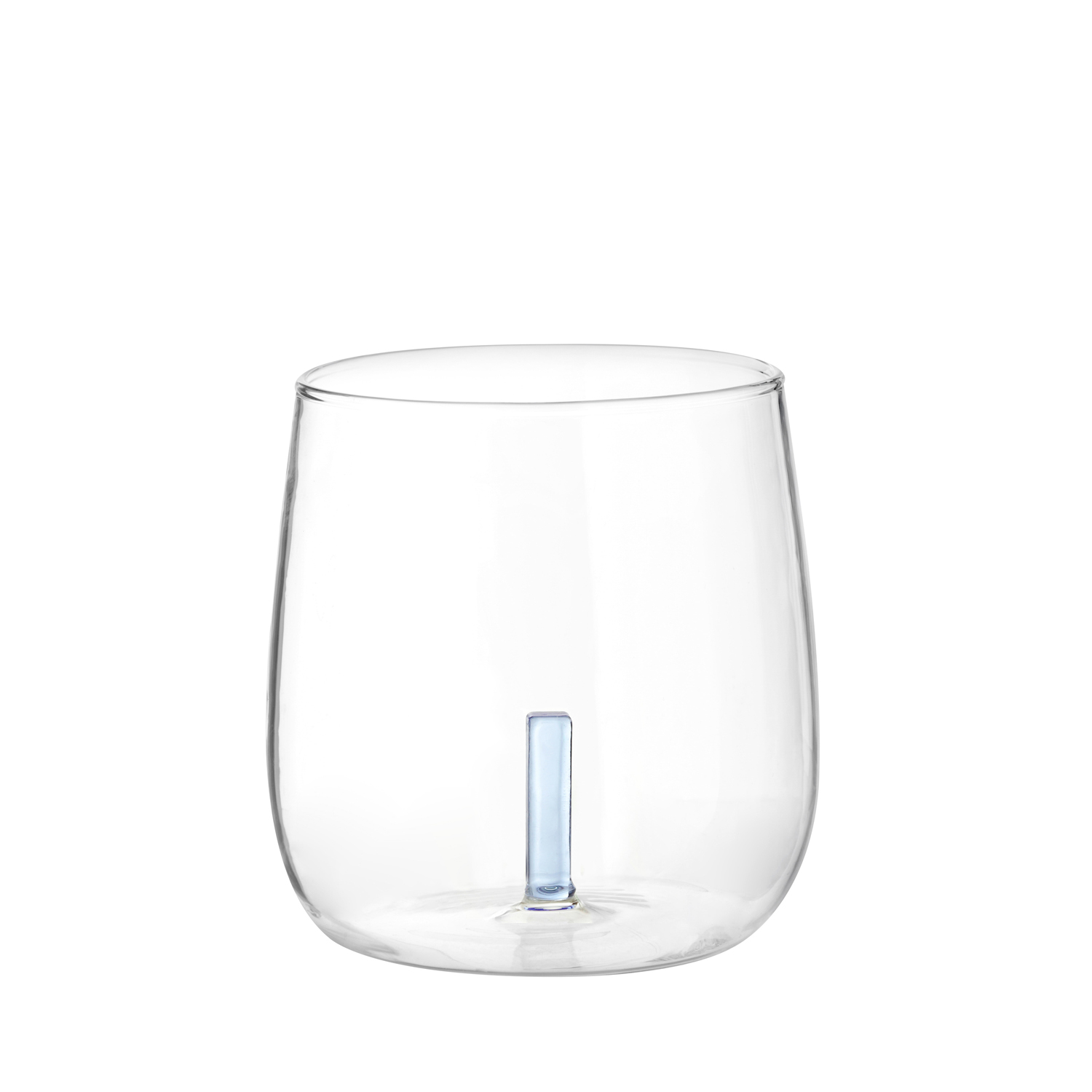 Bicchiere acqua lettera I azzurra in vetro borosilicato, da 380 ml