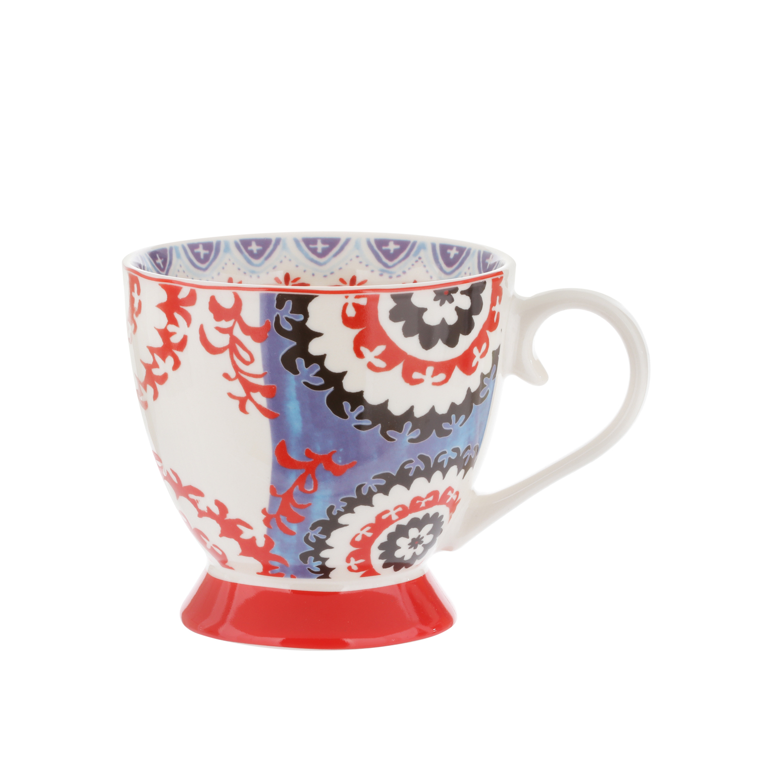 Tazza tè etnica rossa in New Bone China, 450 ml