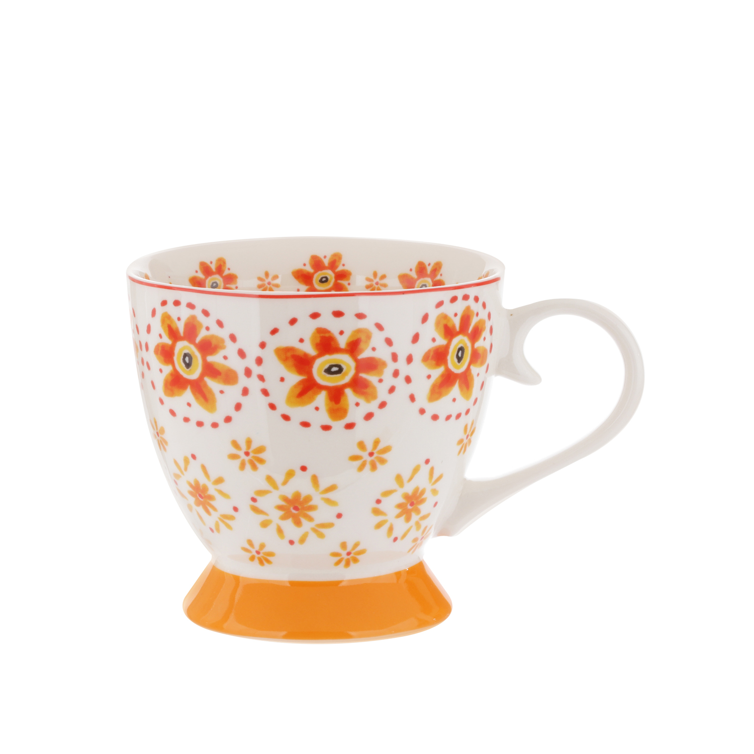 Tazza tè fiori arancione in New Bone China, 450 ml