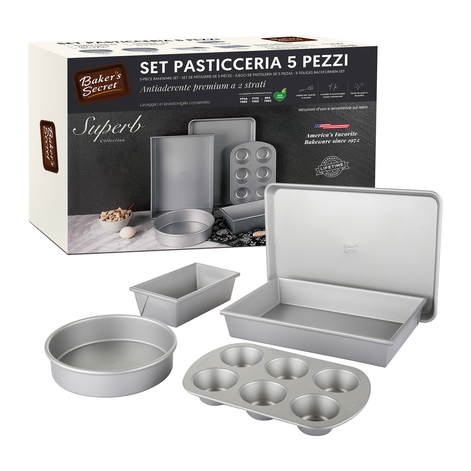 Set 5 teglie forno Baker's Secret