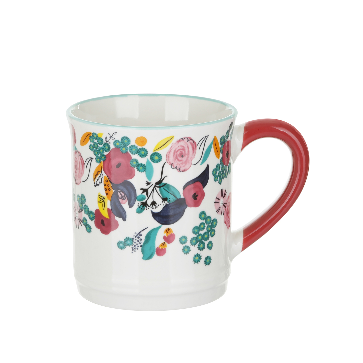 Tazza mug fiori 310 ml in porcellana bianca e