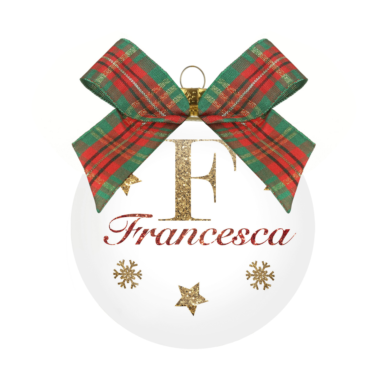 Pallina di Natale con nome Francesca, 10 cm in vetro