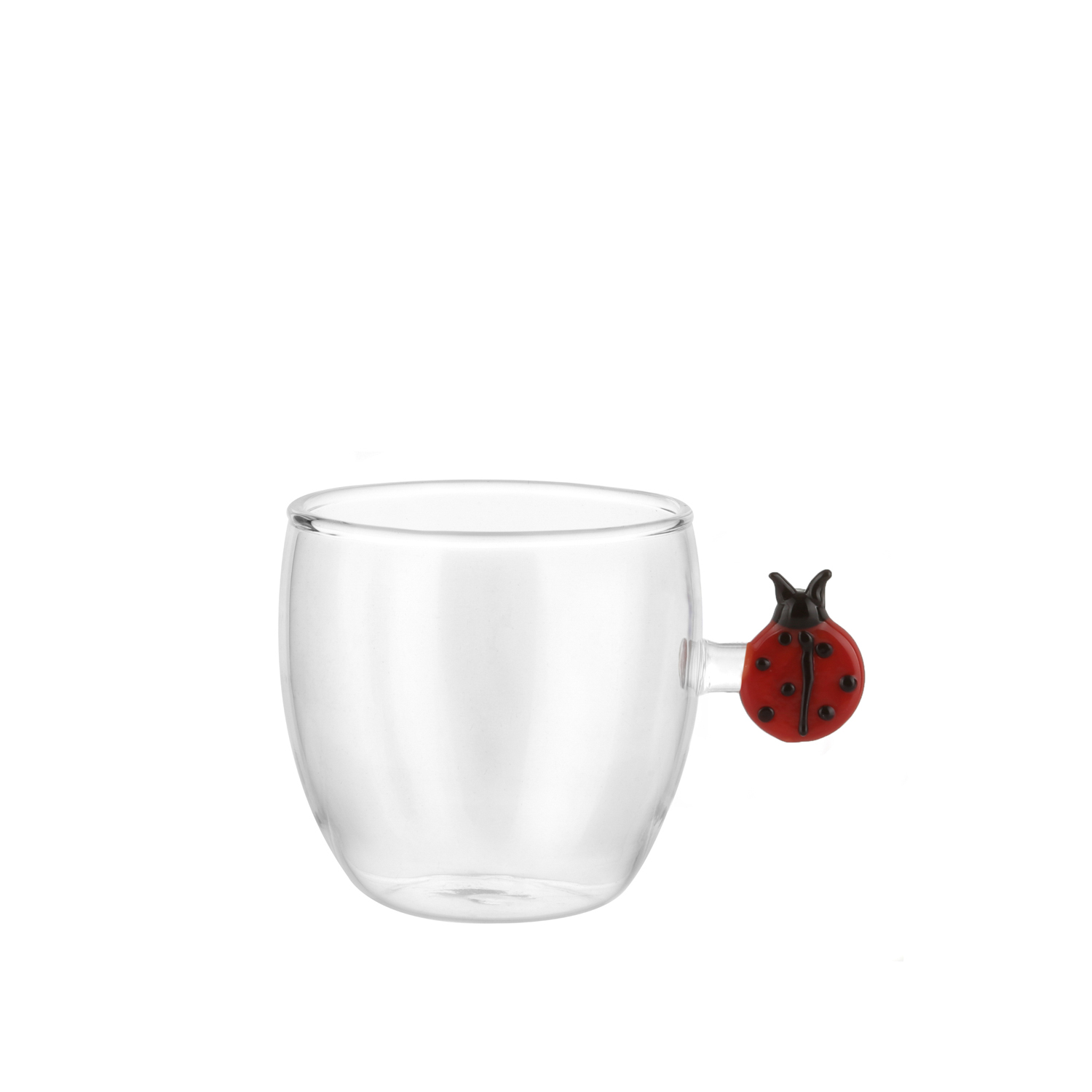 Tazzina in vetro borosilicato 120 ml con coccinella