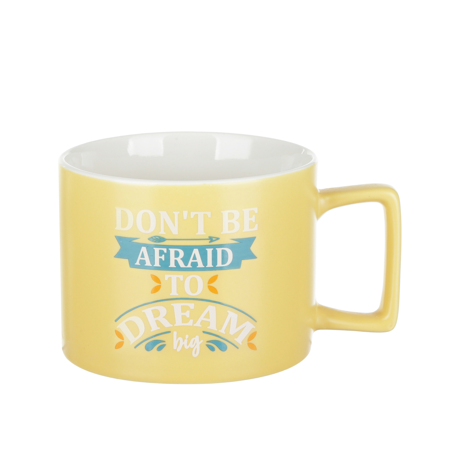 Tazza mug scritta 450 ml in porcellana giallo