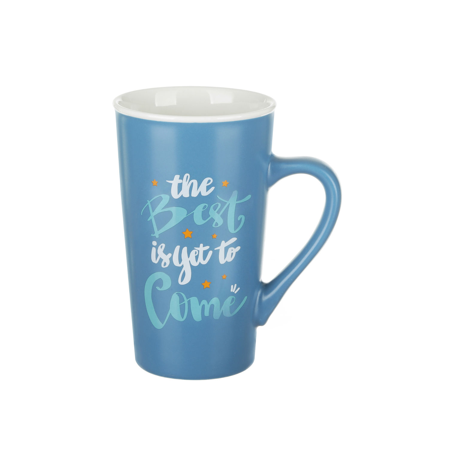 Tazza alta scritta 520 ml in porcellana azzurro