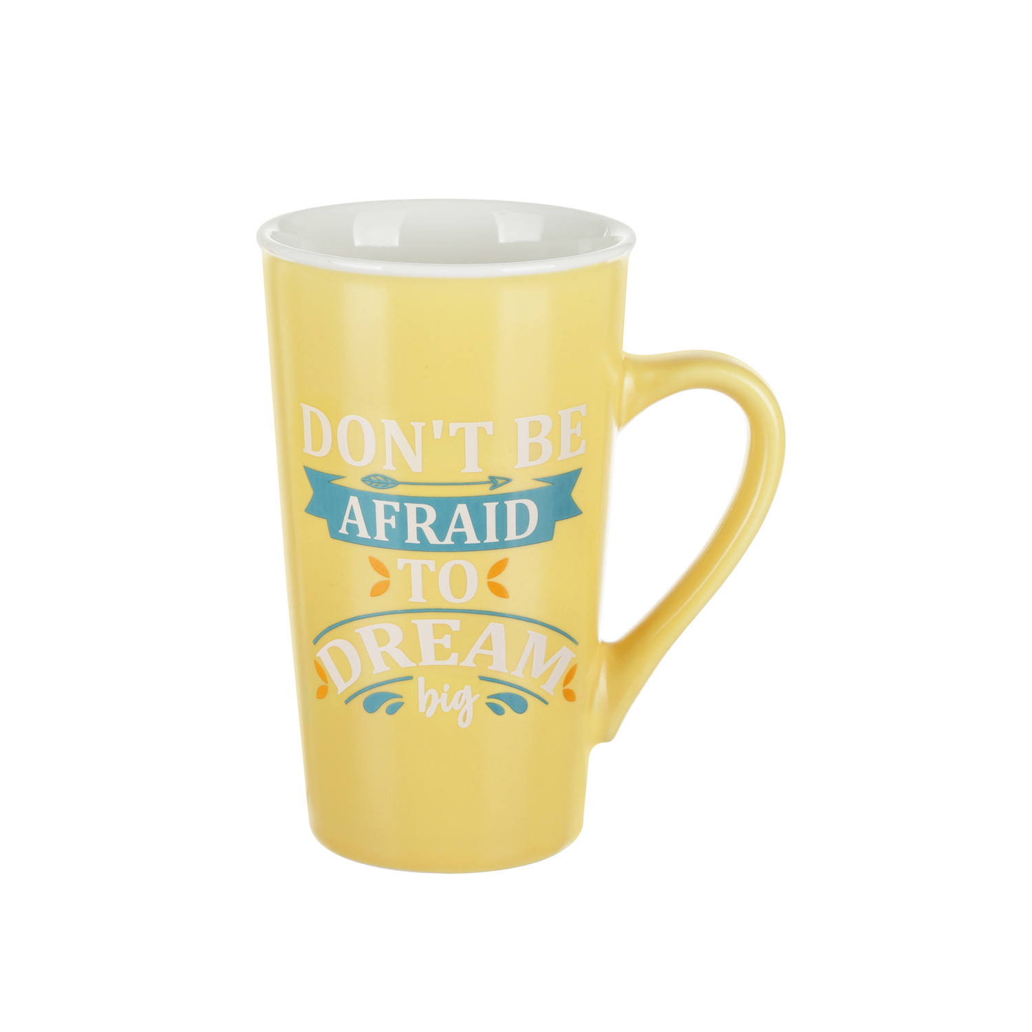 Tazza alta scritta 520 ml in porcellana giallo