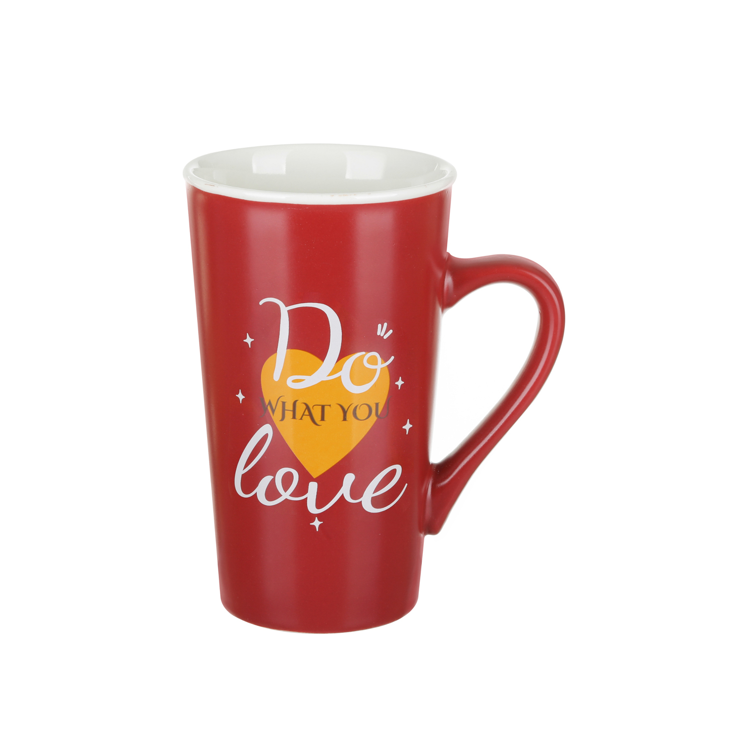 Tazza alta scritta 520 ml in porcellana rosso