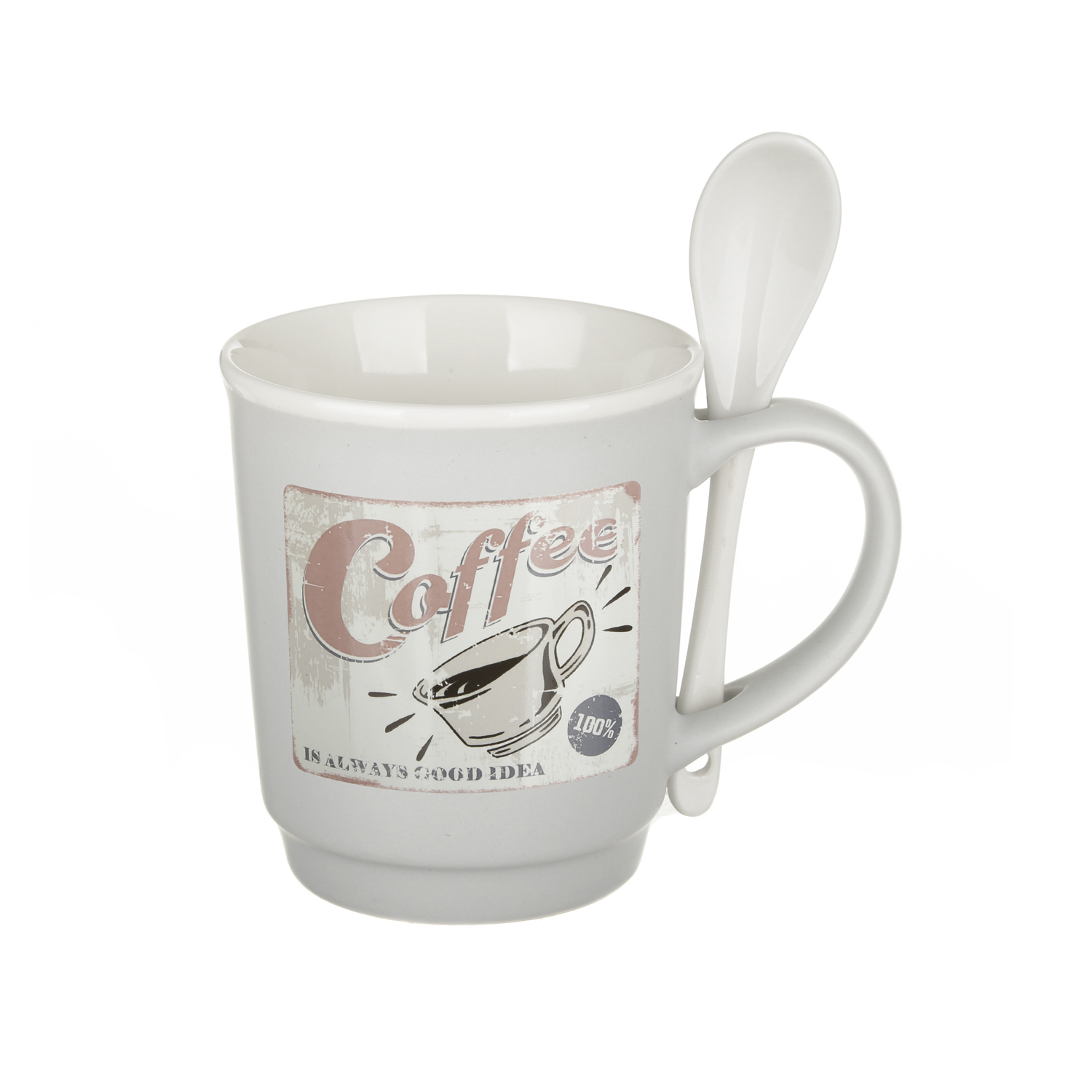 Tazza mug conica 400 ml con cucchiaino in
