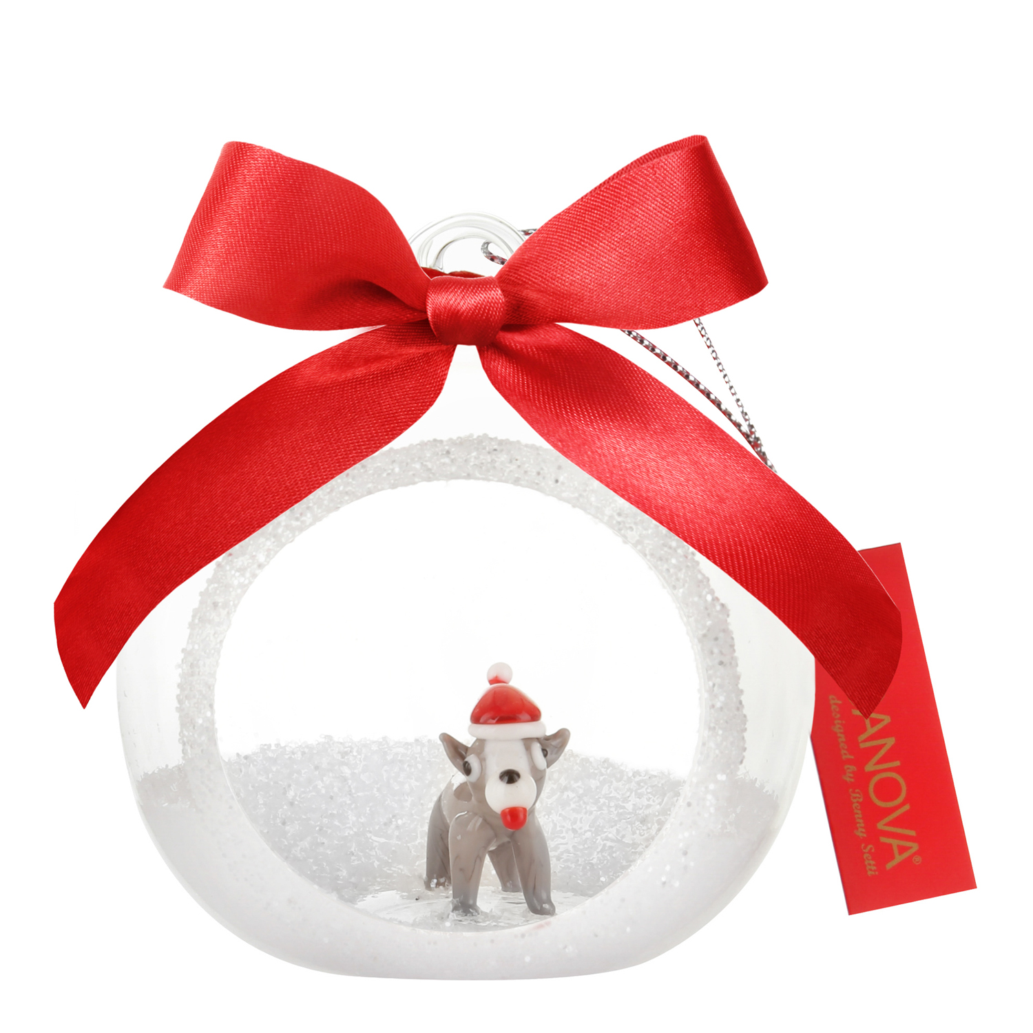 Pallina Natale segnaposto cane in vetro borosilicato