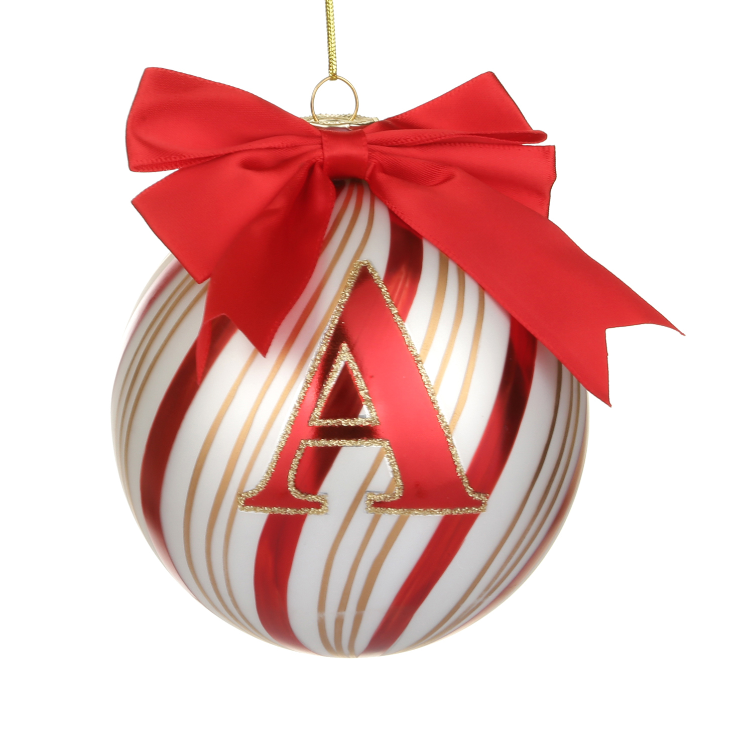 Pallina Natale con lettera A 10 cm Circus rosso