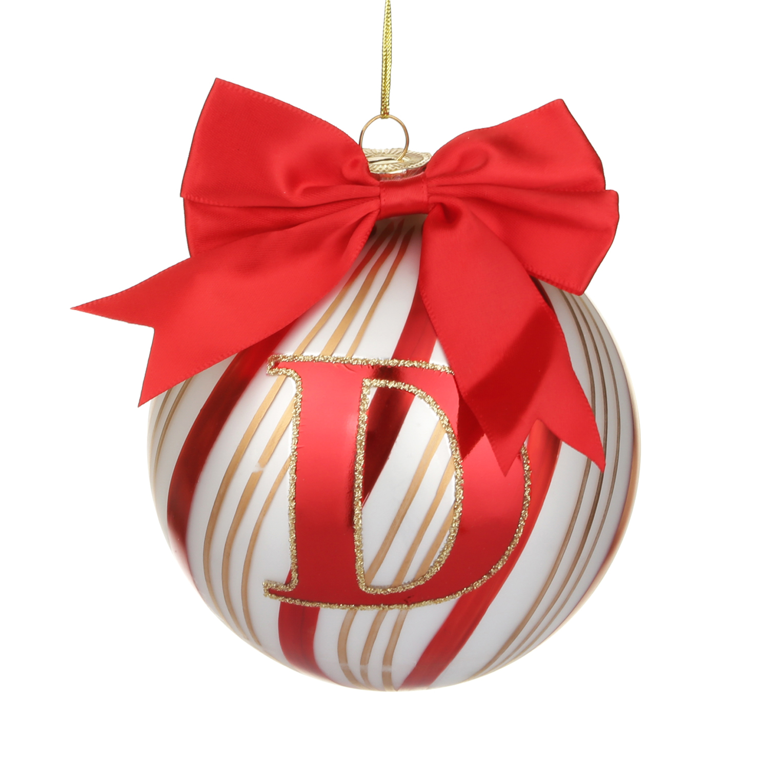 Pallina Natale con lettera D 10 cm Circus rosso