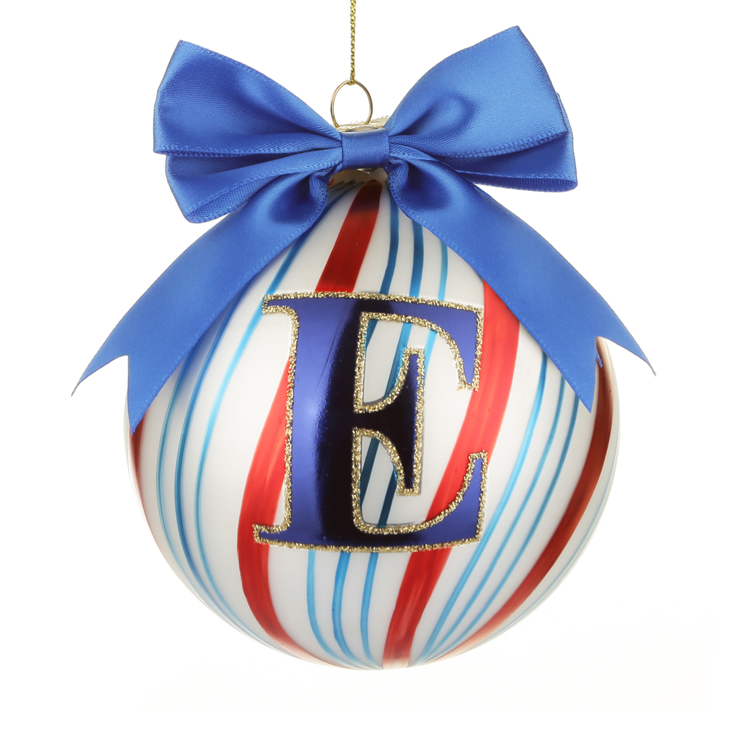 Pallina Natale con lettera e 10 cm Circus blu