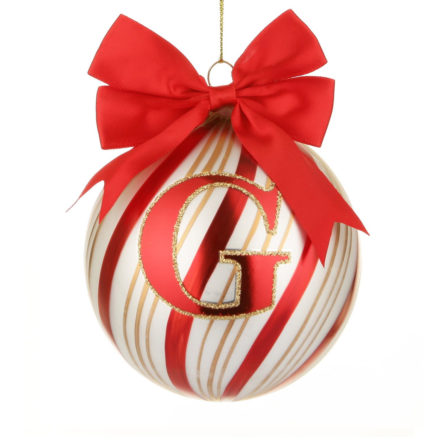 Pallina Natale con lettera G 10 cm Circus rosso